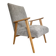 Fauteuil vintage retapissé en gris clair