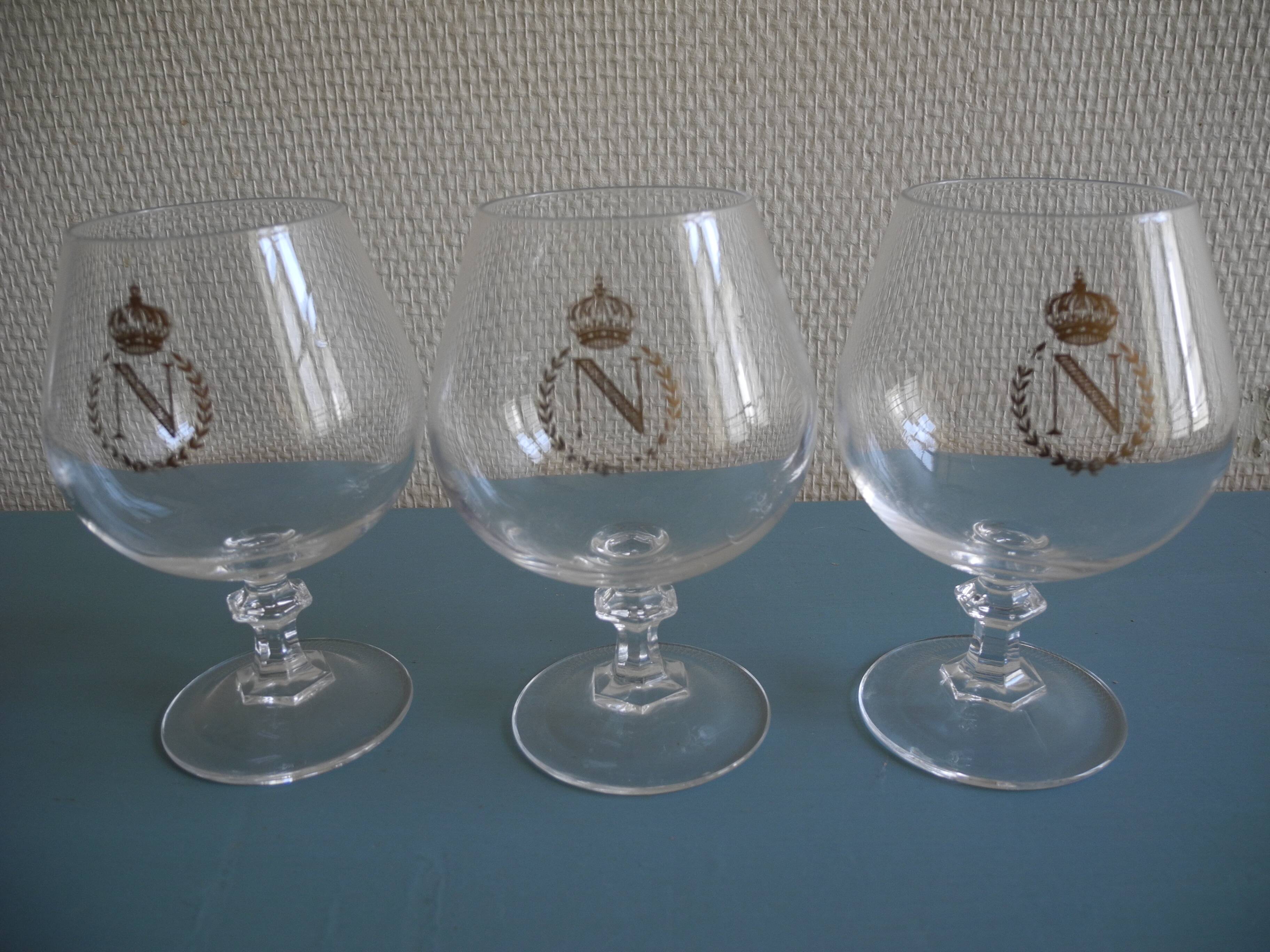 set of 6 cognac liqueur crystal glasses Napoleon old crystal glasses