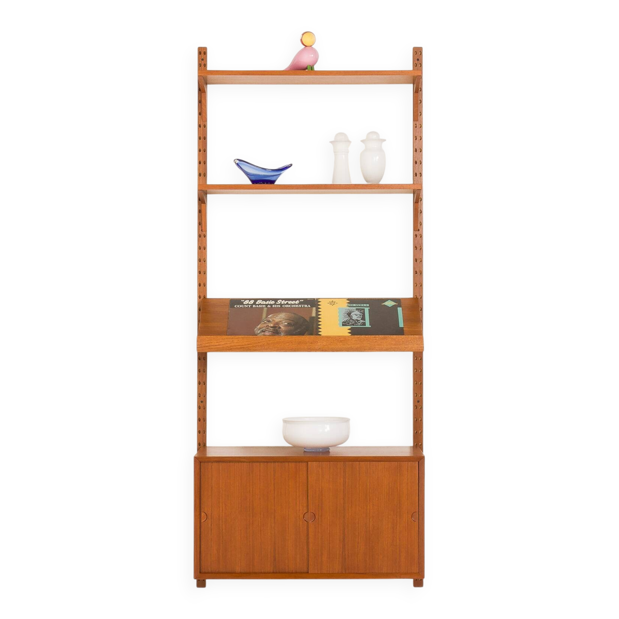 Poul Cadovius teak wall unit with expository shelf for Cado, Denmark 1960s
