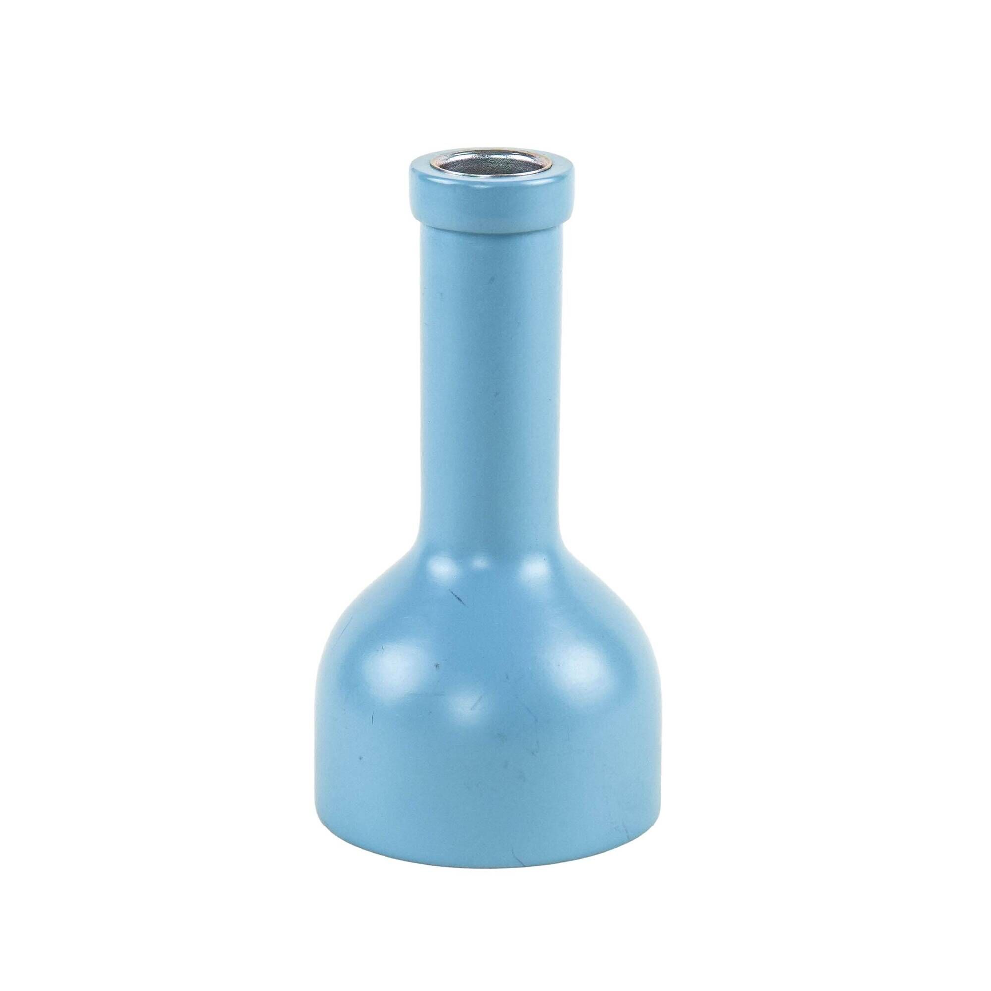 Wooden candlestick with blue enamel accent, Danish design from the 1970s,