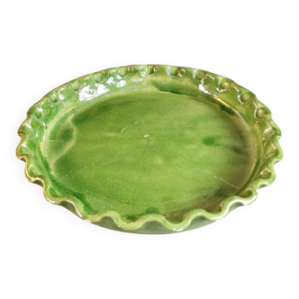 Green glazed ceramic tart dish