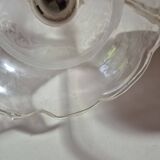 Luminaire applique vintage metal effet vieilli globe en verre avec dessins fleurs