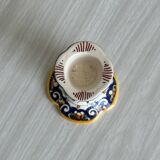 Desvres earthenware candle holder, hand-painted floral decoration.