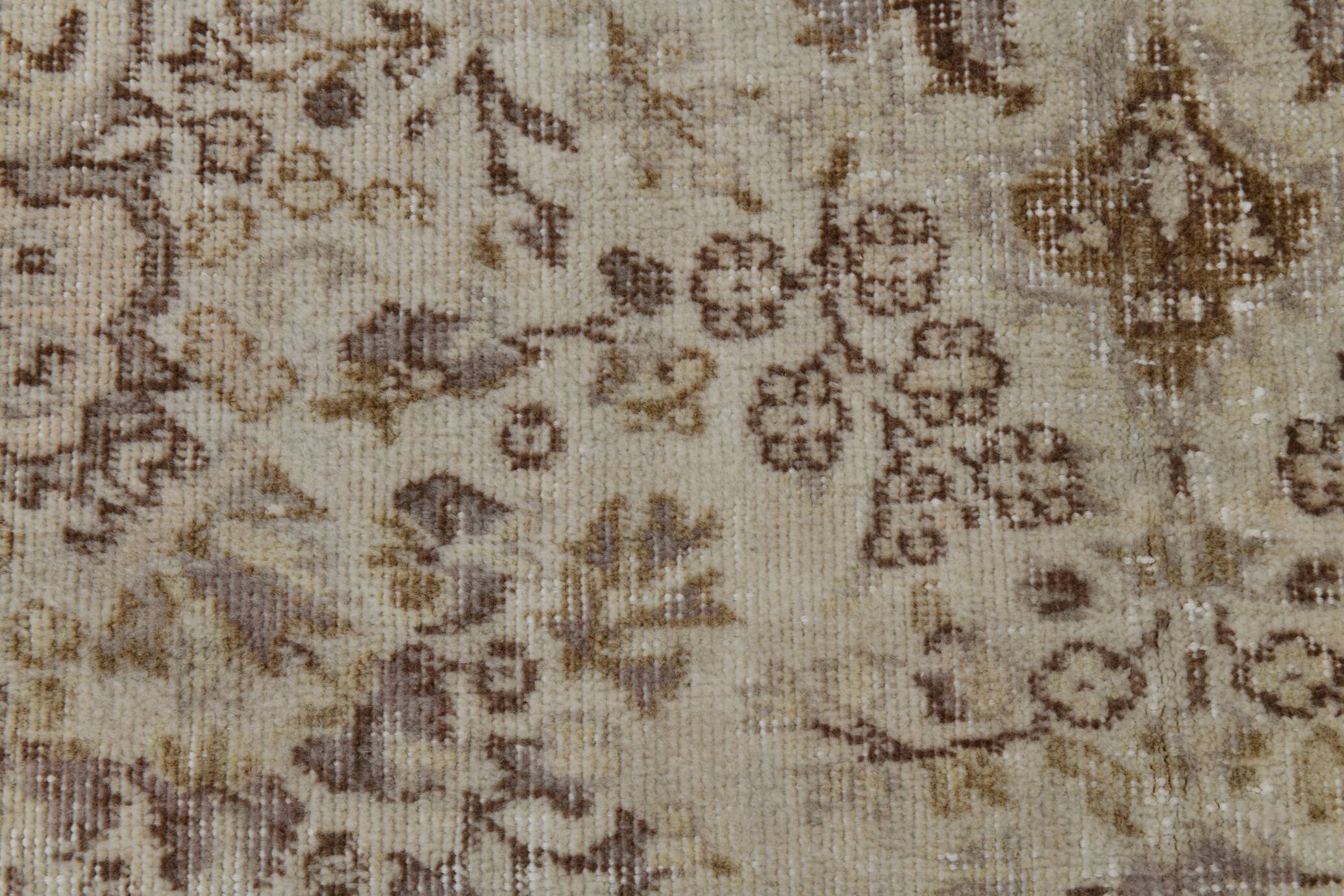 5x9 Vintage Brown Cream Classic Turkish Rug, 165x284Cm