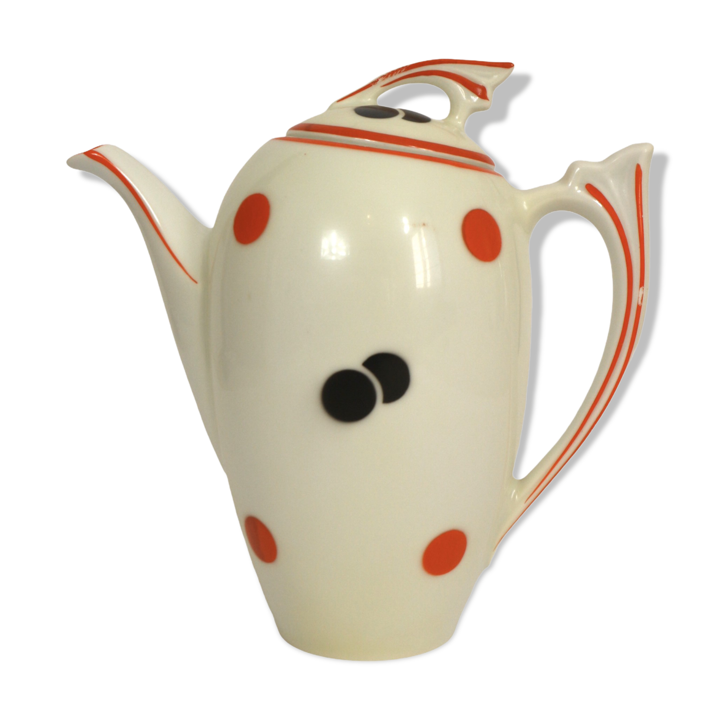 Teapot 50s black and red Bavaria