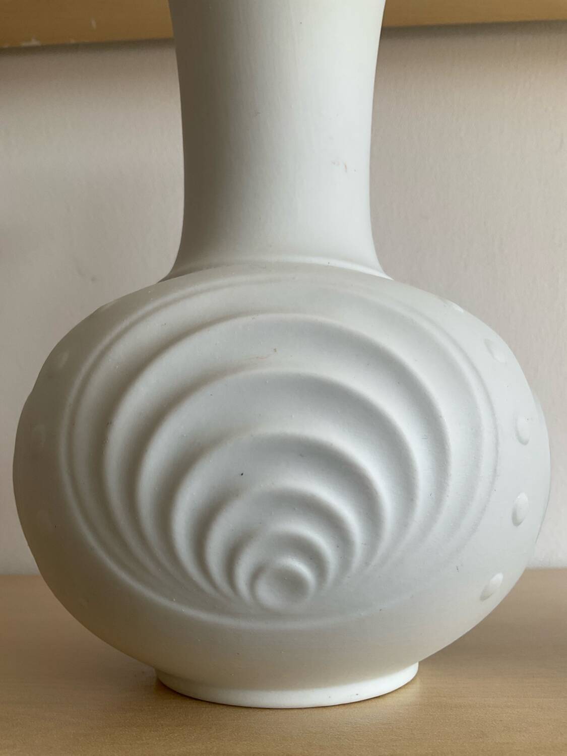 Trio of Op Art vases by KPM Germany in biscuit porcelain