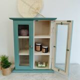 Green and beige 2-door wall display case