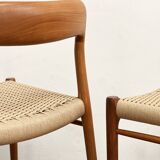 Mid-Century Model 75 Chairs in Teak by Niels O. Møller for J.L. Moller, 1950, Set of 2