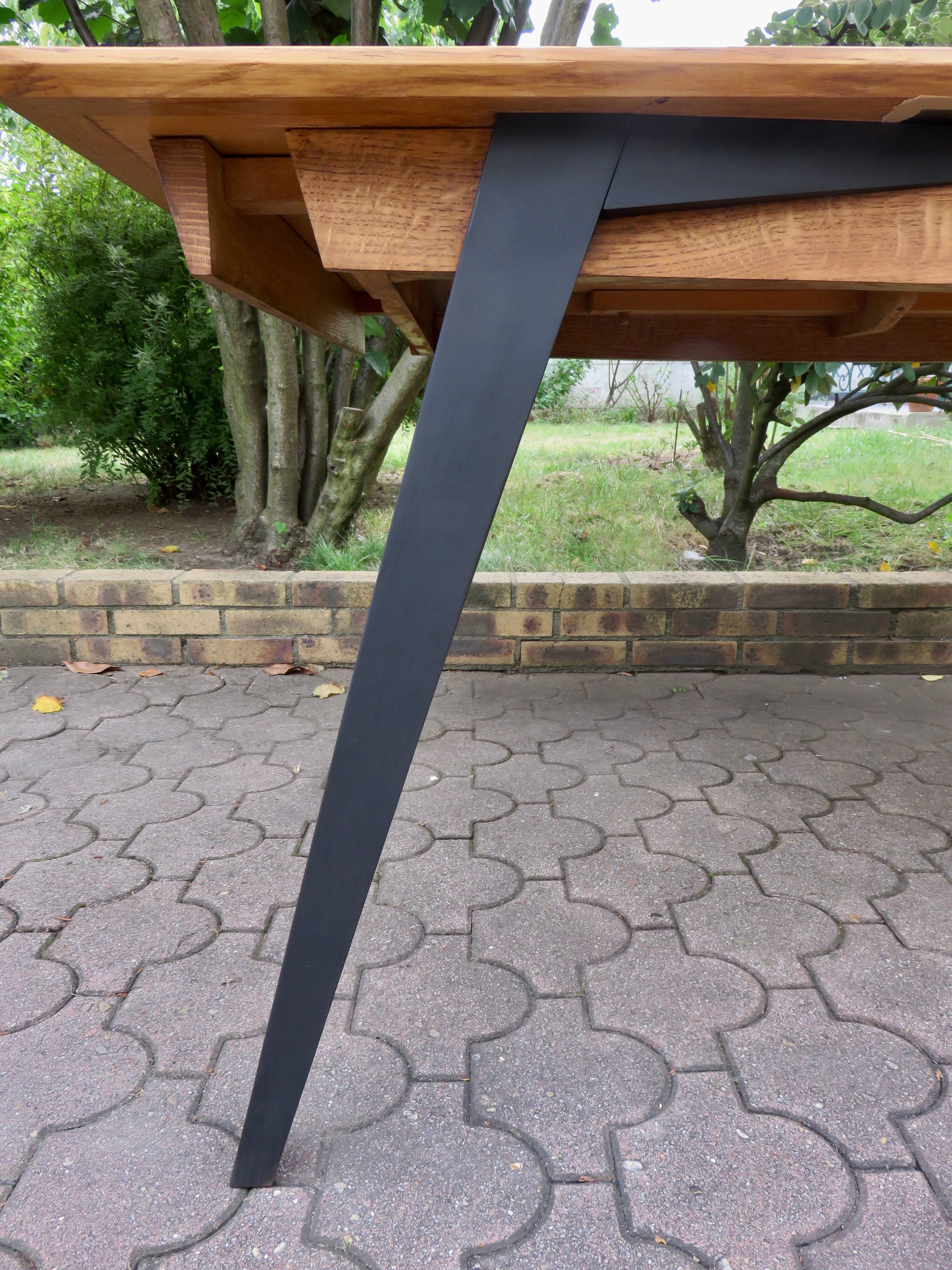 Large table with compass legs. Italian design 1960