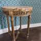 Antique Louis XVI style gueridon with veined marble, painted and patinated gilded wood.