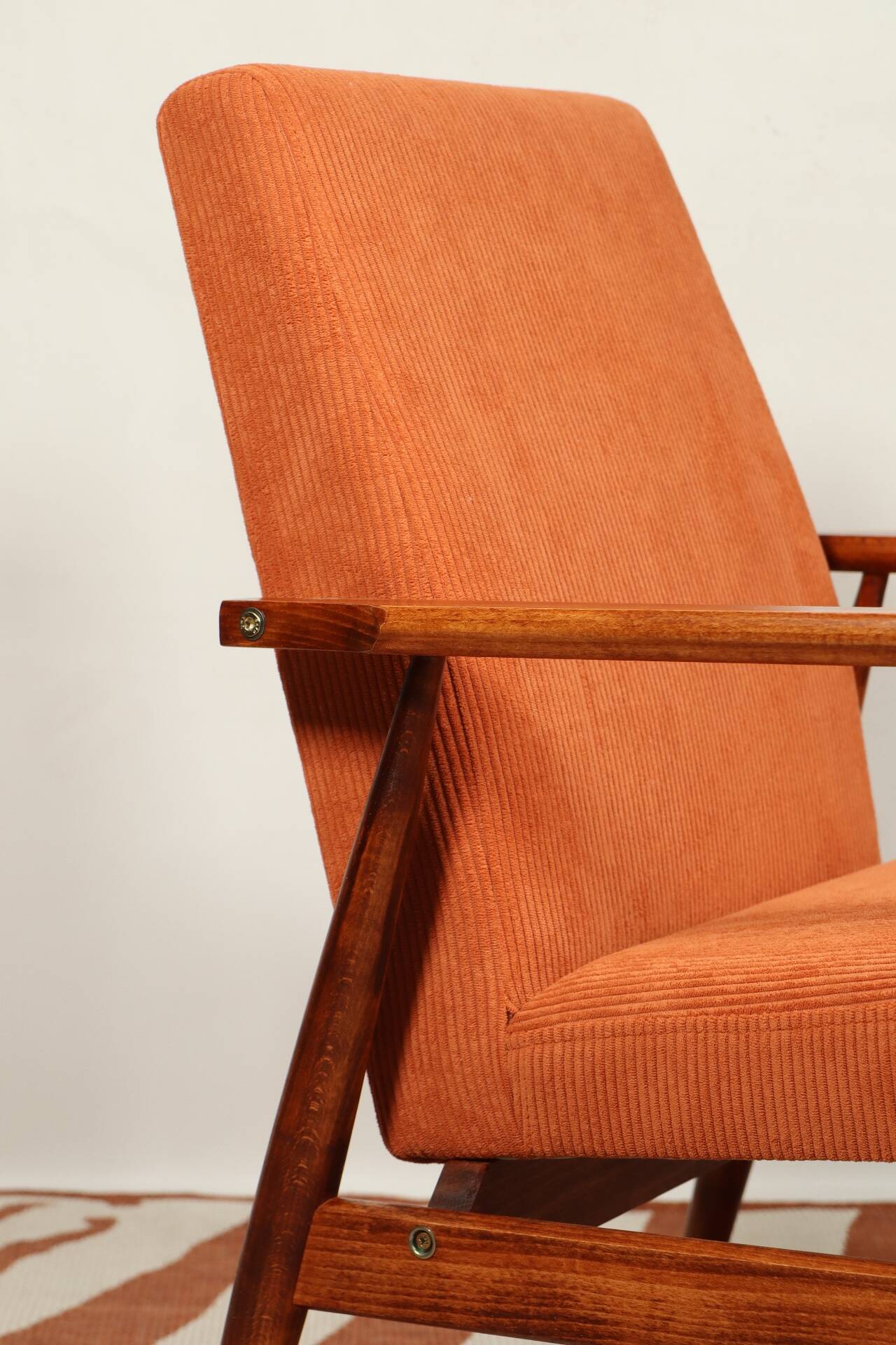 Scandinavian modern chair orange corduroy H.Lis 