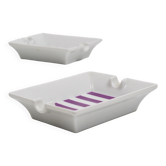 Set of fine purple porcelain ashtrays Midcentury Augarten Vienna, Austria, 1950s