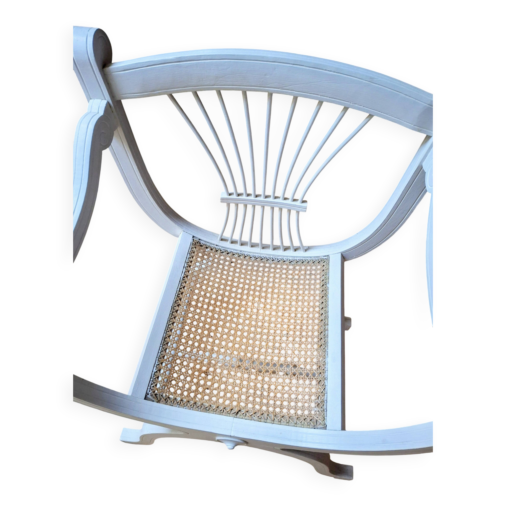 white Dagobert armchair with caning