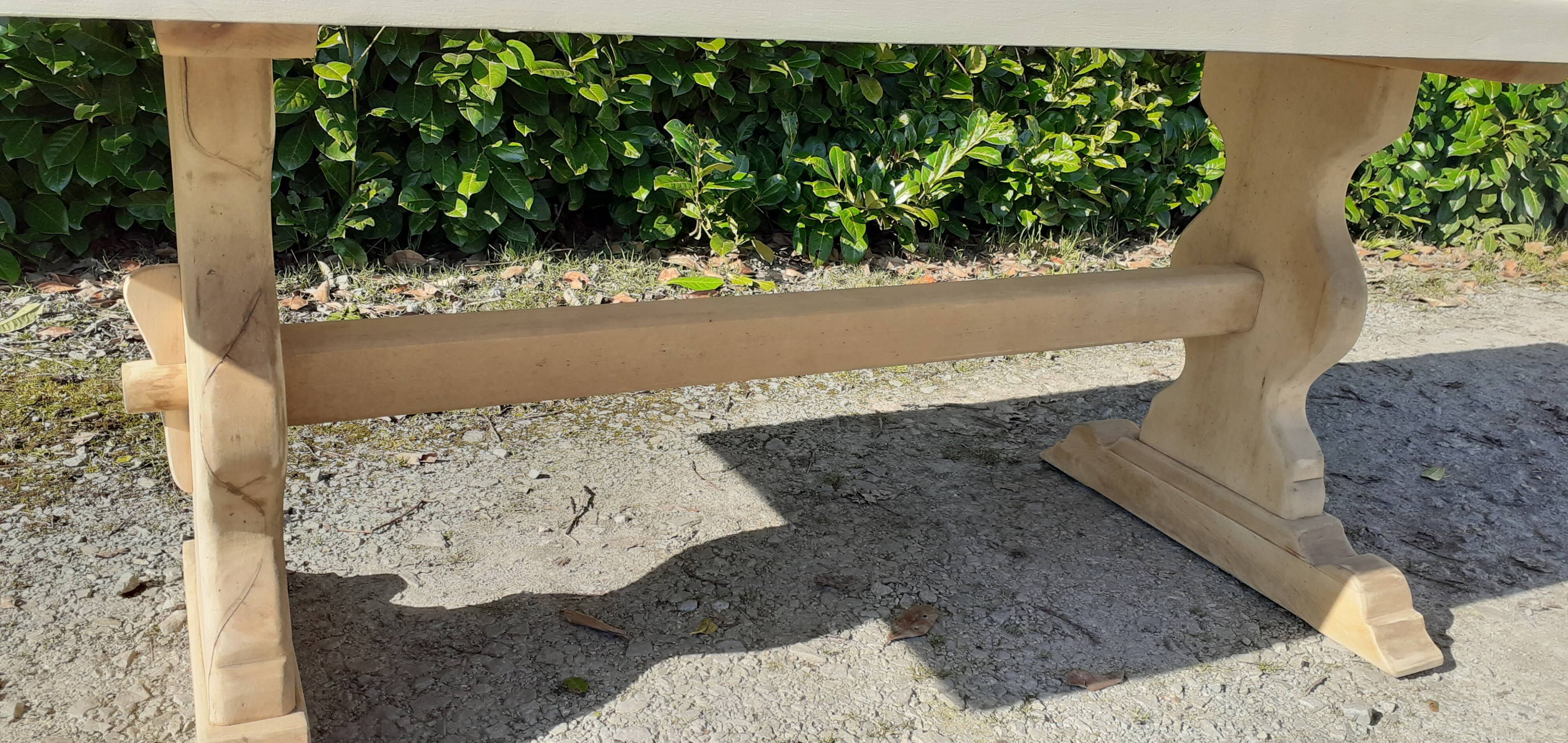 Table monastère chêne bois brut blanc