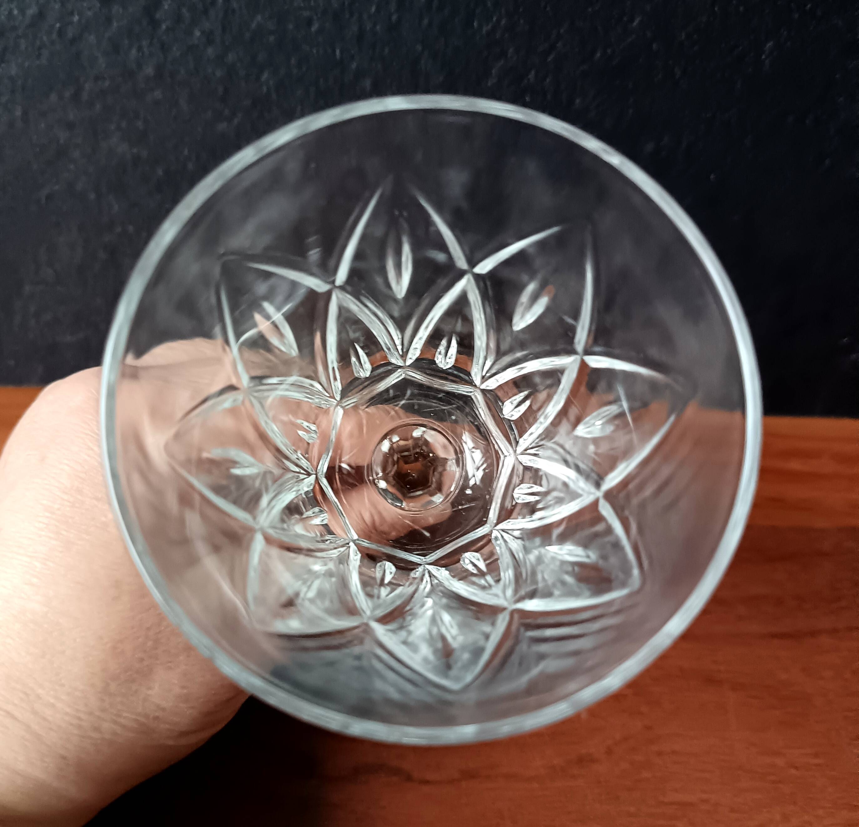 6 large champagne glasses vmc reims "champagne" pattern vintage france