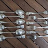 Set of 6 silver plated metal forks and spoons 20g with medallion f