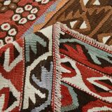 6x14 Kilim Warm Earthy Tons Long Wide Handmade Kilim Rug, 183x416 Cm