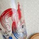 Pitcher and 6 vintage peacock liqueur glasses