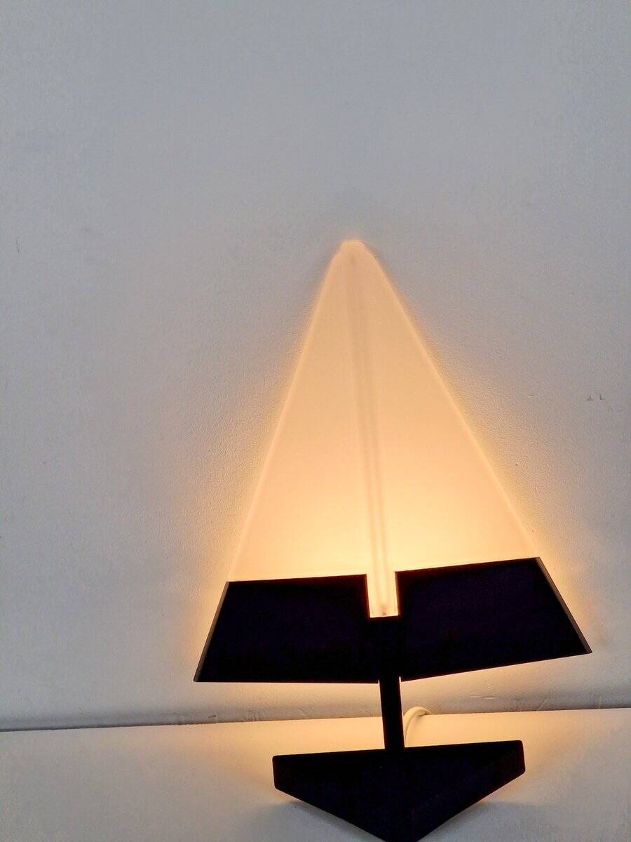 Postmodern Metal & Glass Wall Lamp, Italy, 1980s