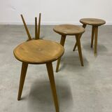 Set table and 4 wooden stools bistrot design of the 50
