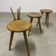 Set table and 4 wooden stools bistrot design of the 50