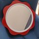 Round wall mirror 53 cm red/white vintage 1960s/70s