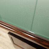 Executive Art Decò desk in exotic wood, glass, and brass