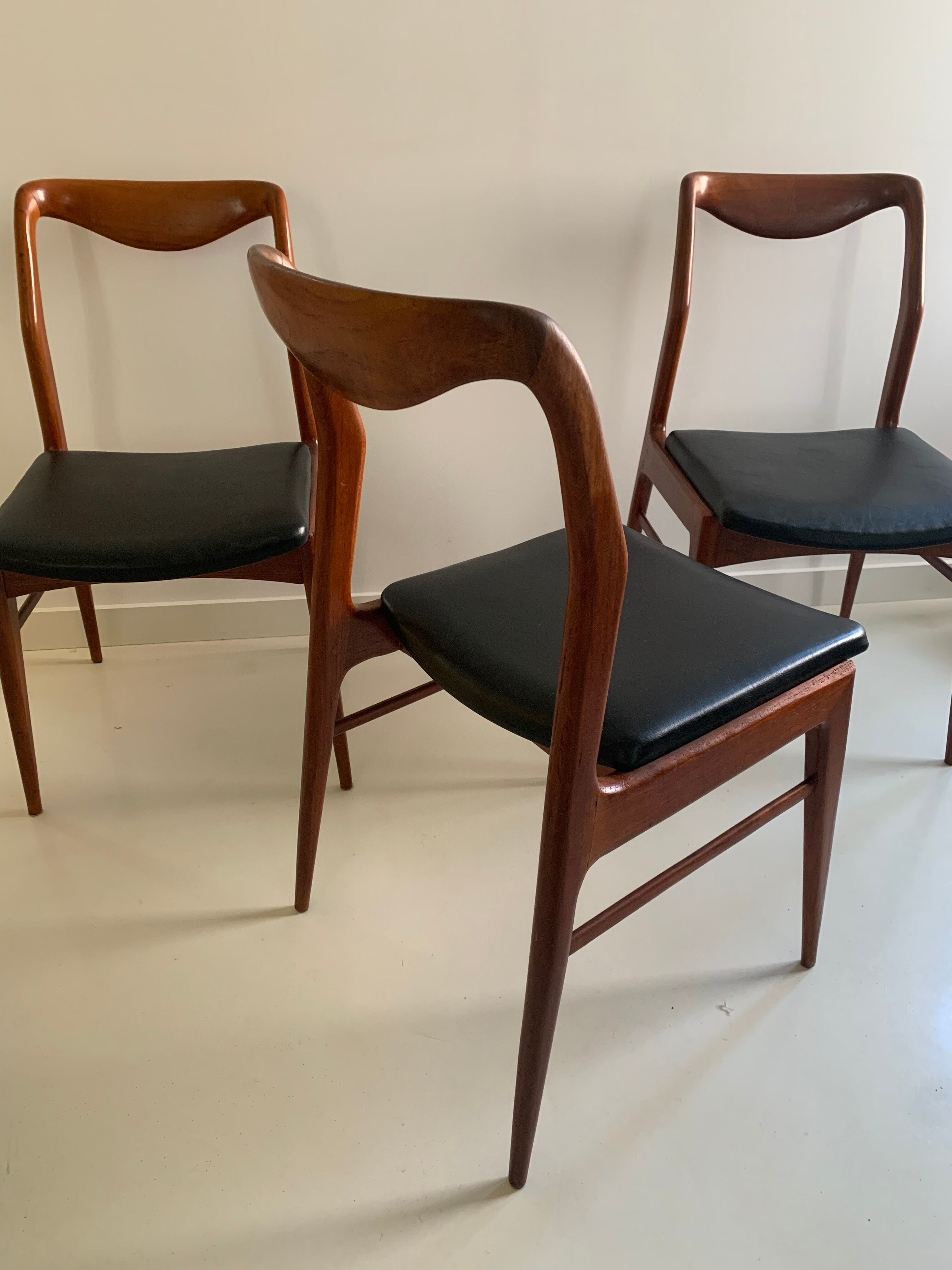 Trio of Danish chairs by Kai Lyngfeldt Larsen 60s, reupholstered