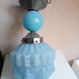 Lamp skyscraper opaline blue art deco 1920 height 35 cm diameter 18 cm