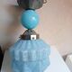Lamp skyscraper opaline blue art deco 1920 height 35 cm diameter 18 cm
