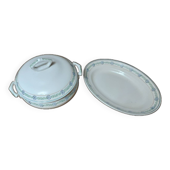 Saint-Armand earthenware tureen and dish set