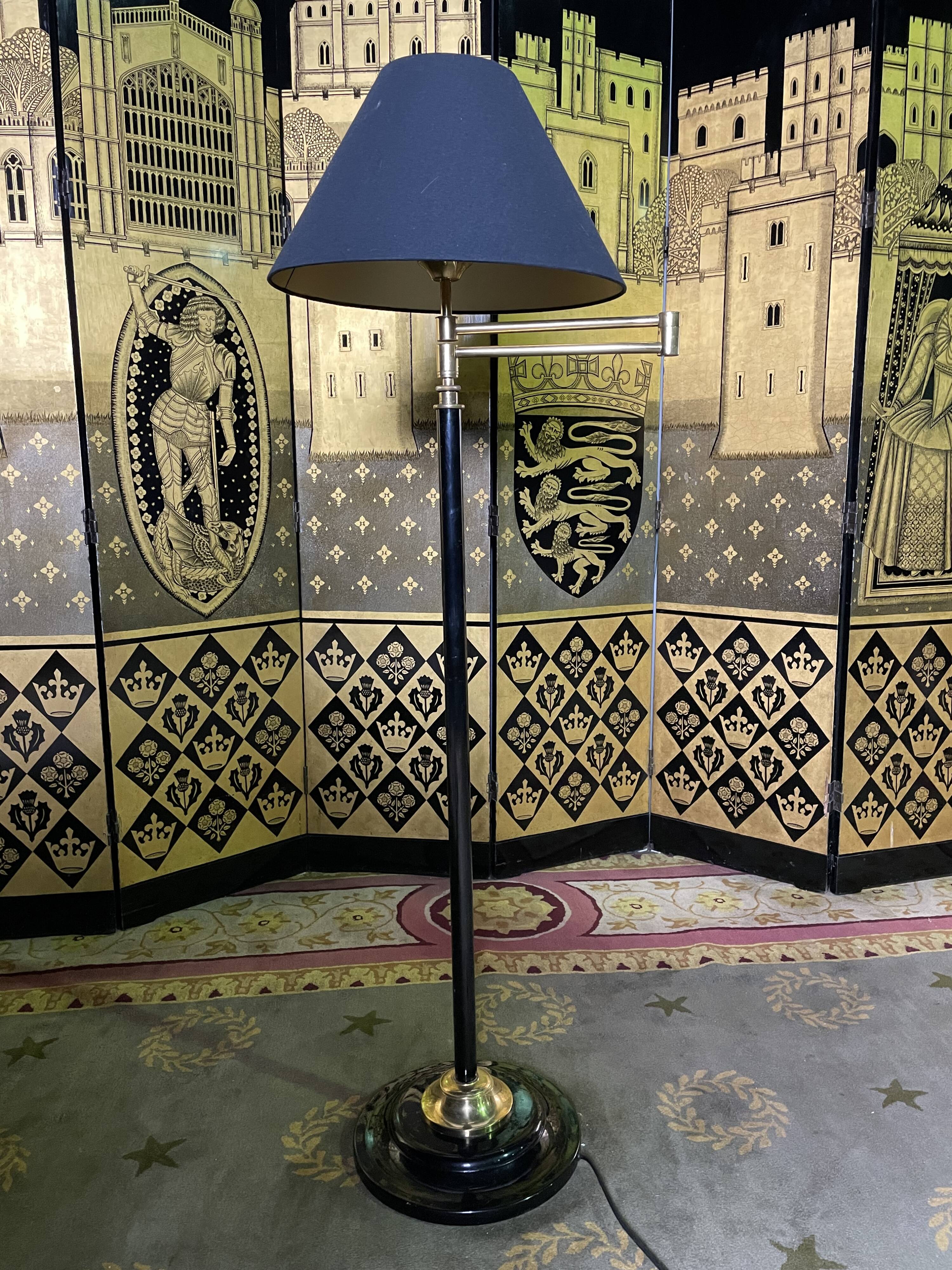 Floor lamp  brass and black iron