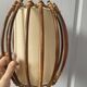 Lampe suspension vintage en rattan et tissu, style Louis Sognot, France
