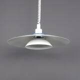 Danish design white metal rise and fall lamp, 1980s