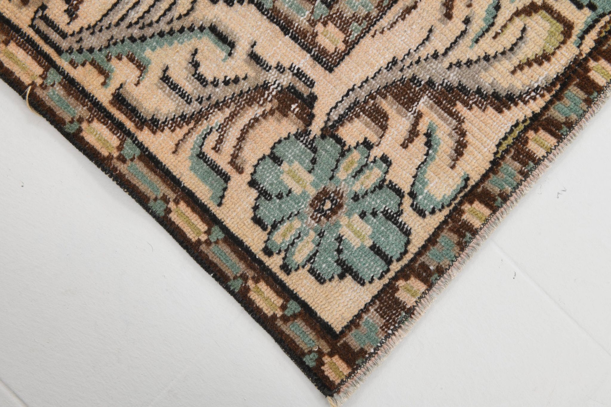 Tapis persan vert sarcelle et marron 6x9, 173x270 cm