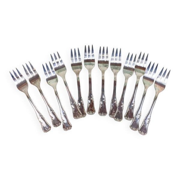 12 cuillères à gâteau en métal argenté