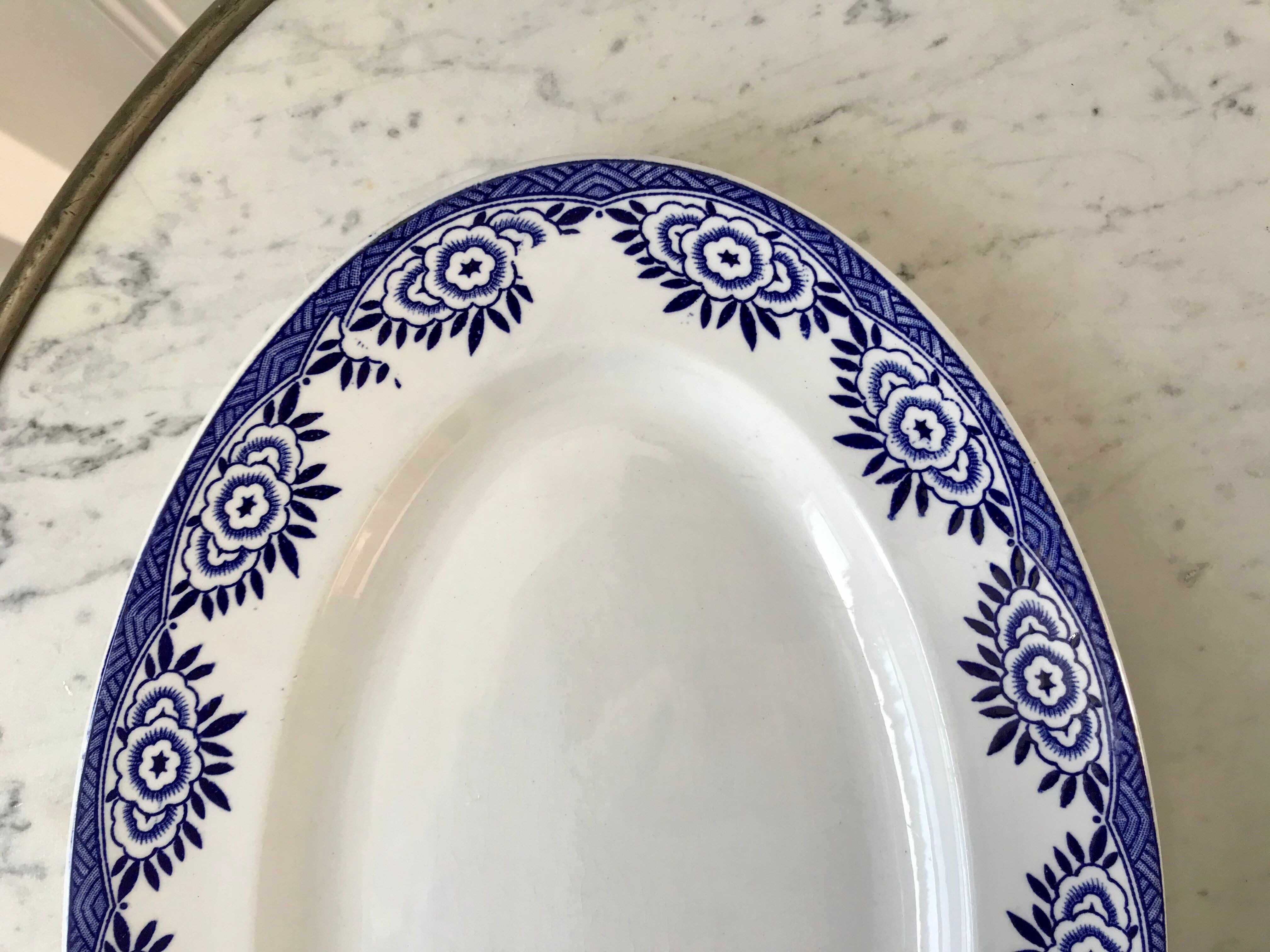 Duo of dishes Terre de Fer Sarreguemines model "Capri" Casino early twentieth century