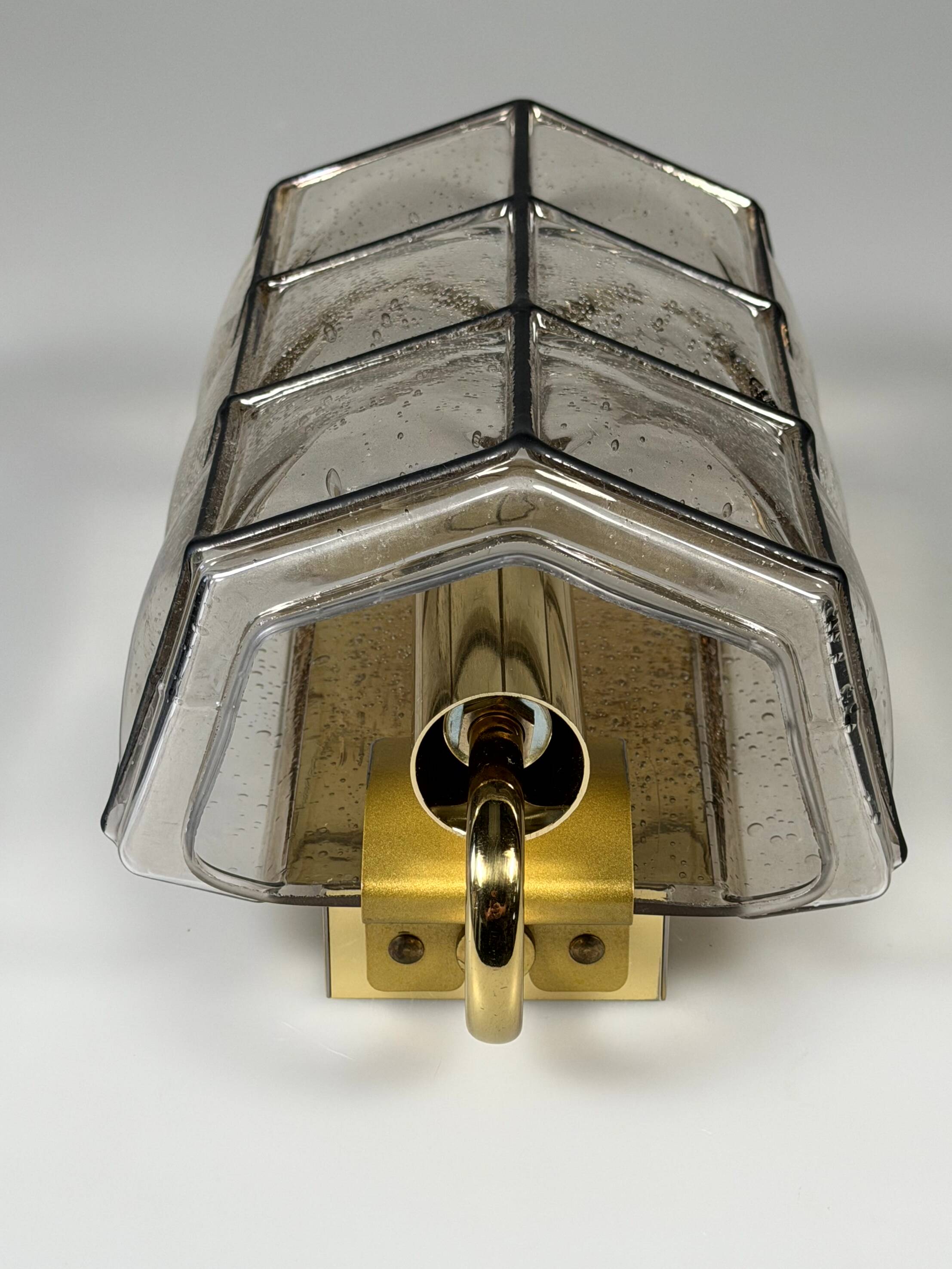 60s 70s Wall Lamp Wall Sconce Glashütte Limburg Germany Glass & Metal