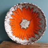 West Germany flat pocket emptier with orange flower decor