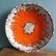 West Germany flat pocket emptier with orange flower decor
