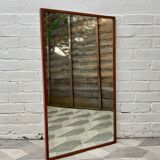 Vintage rectangular wall mirror teak frame