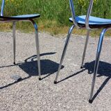 Pair of chairs in blue formica - vintage
