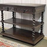 Henry II late 19th century oak serving trolley - top opens into a dresser