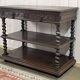 Henry II late 19th century oak serving trolley - top opens into a dresser