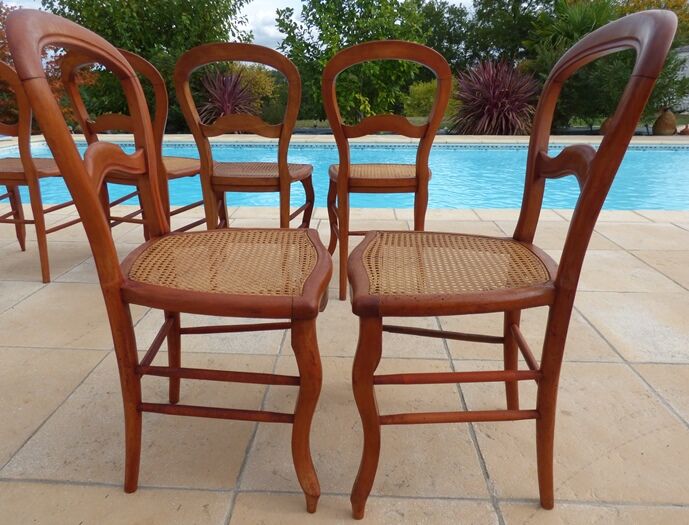 6 louis Philippe style chairs in solid wood merisier