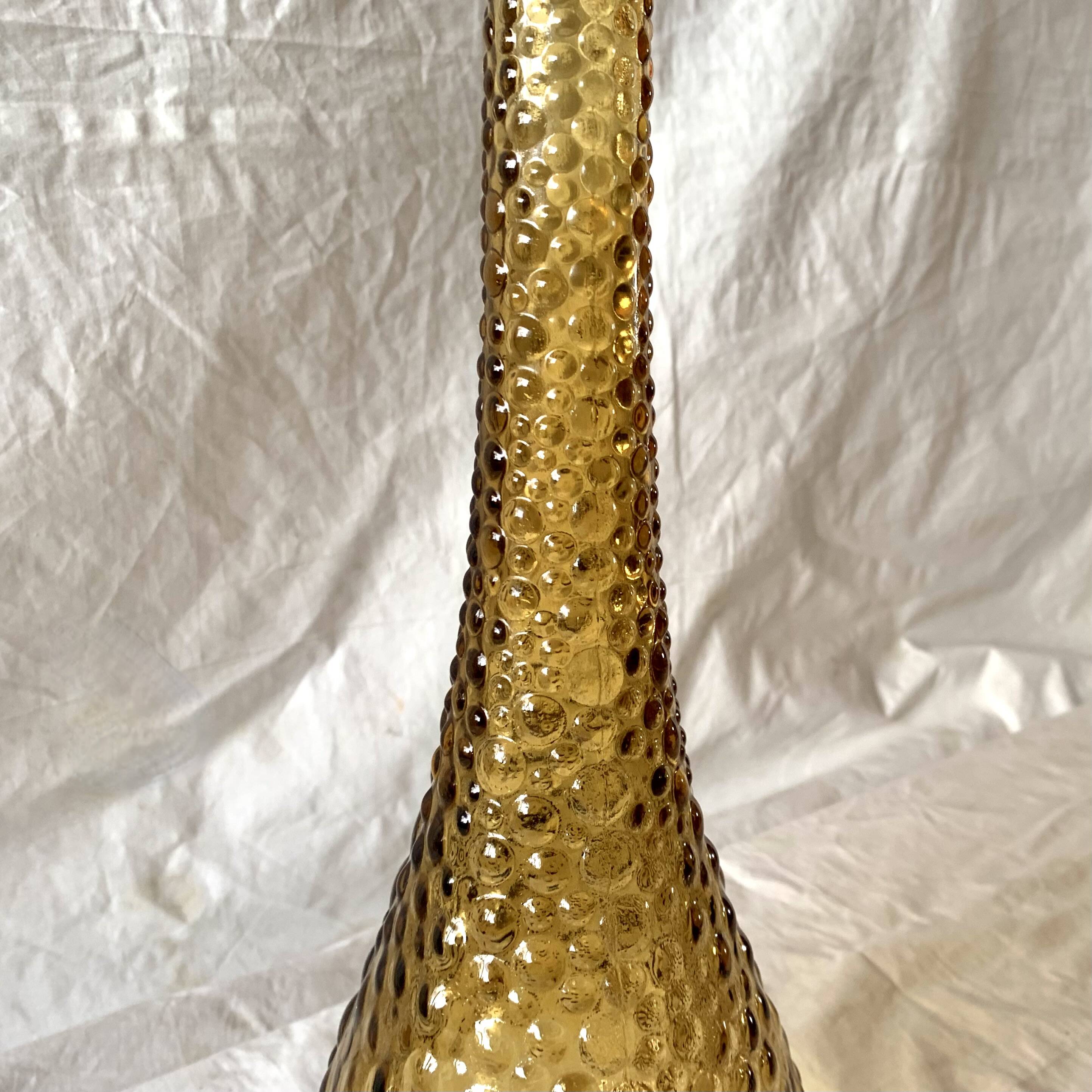 Genie bottle in amber yellow Empoli glass
