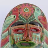 Masque Mexicain en terre cuite, art populaire Mexicain, années 70