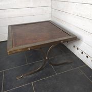 Vintage steel and leather coffee table