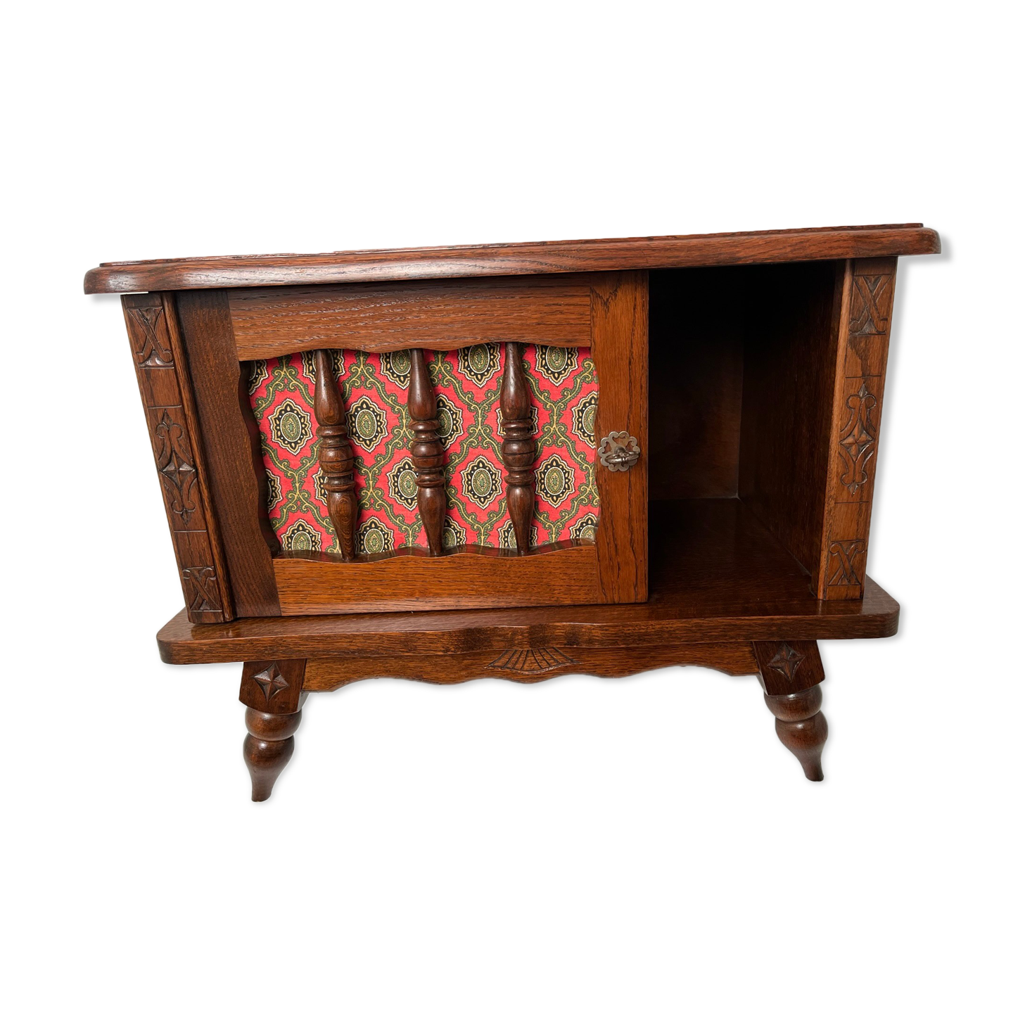 Vintage carved wooden bedside table