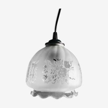 Floral glass hanging lamp